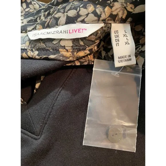 Isaac Mizrahi Live! Mixed Media Collared Vneck Layered Look Top LARGE (313C) - Picture 3 of 7